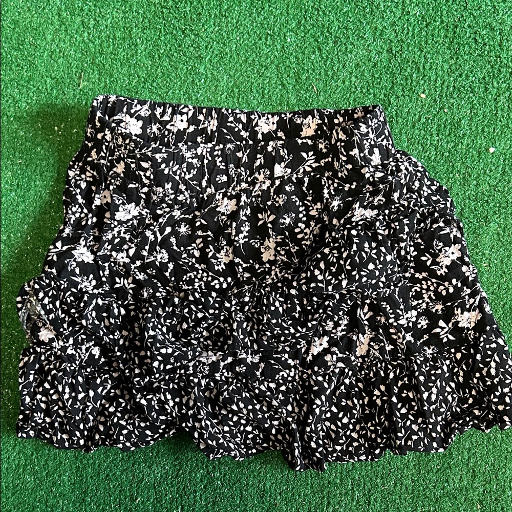 Floral Black and White Girls Skirt